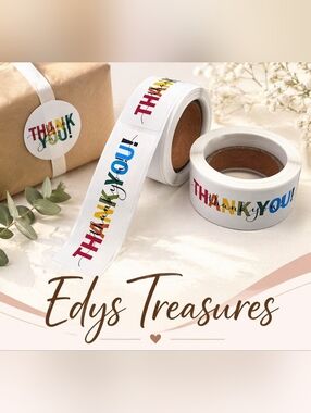 120 Thank You Stickers Roll | Rainbow Small Business Packaging Labels